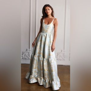 V. Chapman Dress Pale Blue Brocade Dress